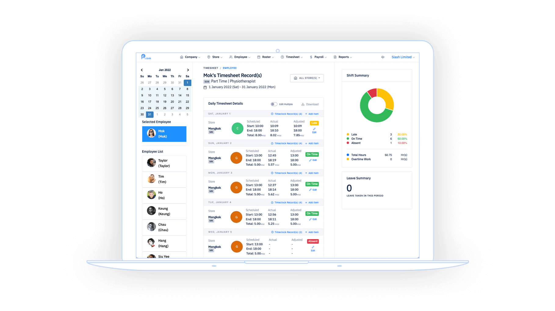 PinShift auto timesheet and attendance management system